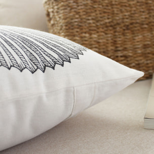 Coussin carré feuilles de palmier - Ecru