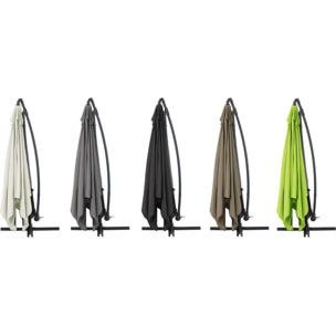Parasol jardin déporté Alu "Ilios 3" - Carré - 3 x 3 m - Vert - Dalles incluses