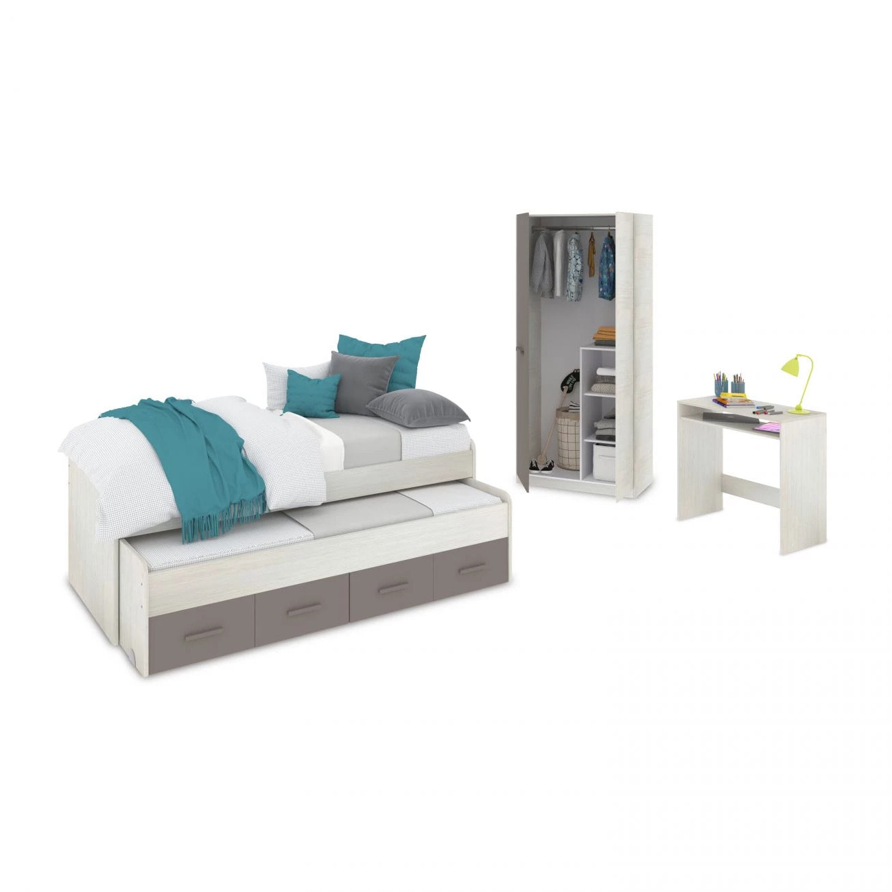 Dormitorio juvenil Axim Max Blanco Alpes - Basalto