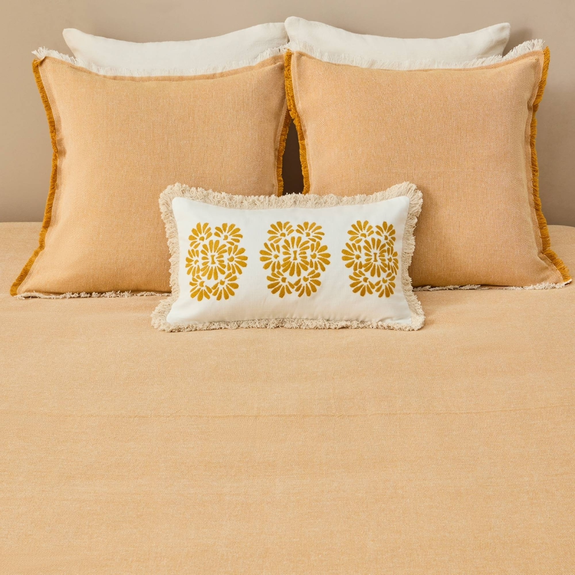 Fular tejido con flecos Chicham color amarillo Hilo reciclado