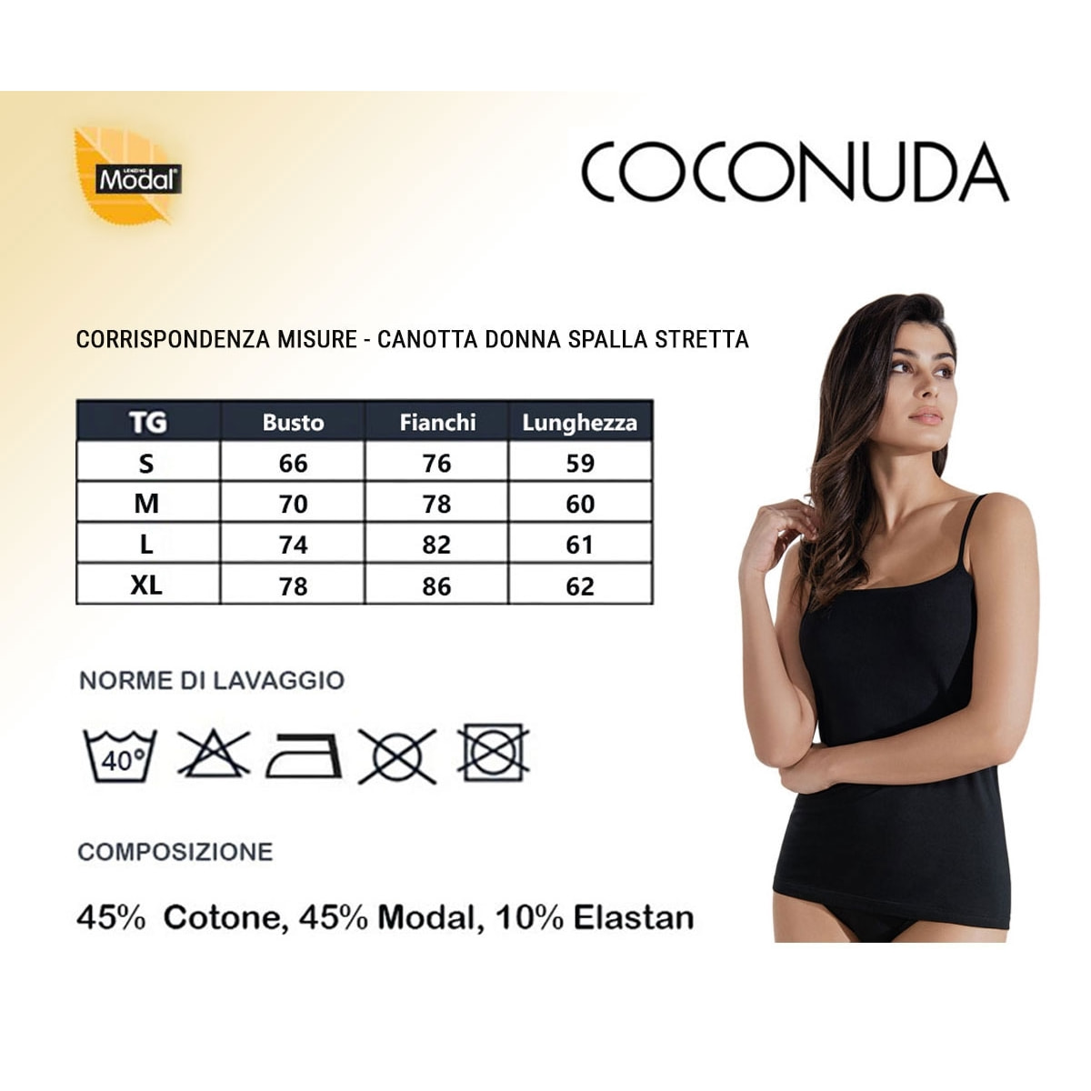 3 Canotte da Donna Coconuda Art. CN100 Spalla Stretta