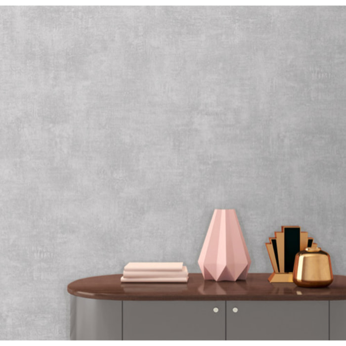 Papier peint uni effet toile lin gris clair