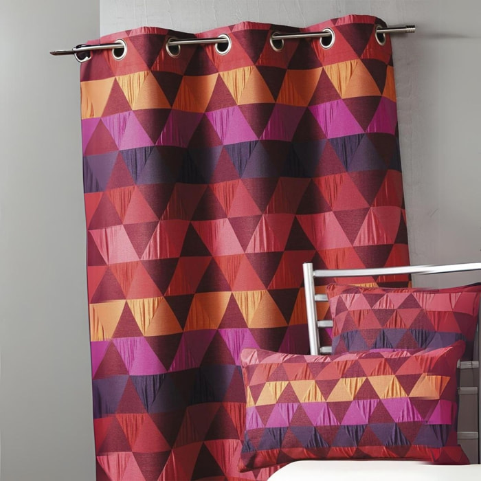 Rideau ameublement Jacquard 'triangles' - Bordeaux
