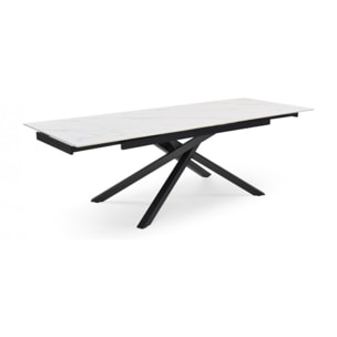 Table extensible en céramique marbre blanc L160/240cm - 9 piètements - UNIK