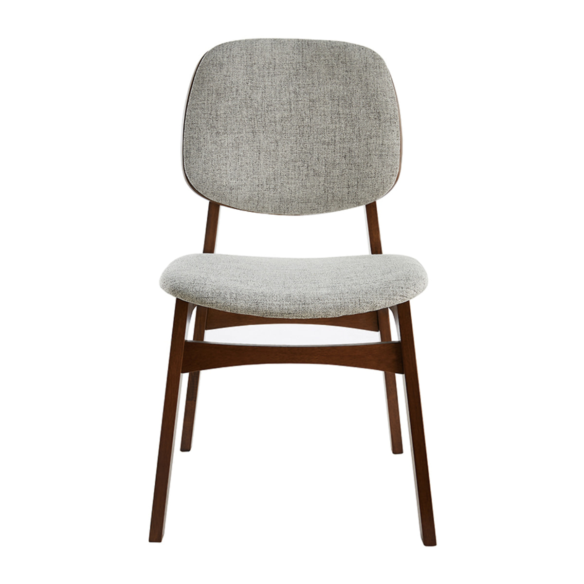 Chaises vintage en tissu gris clair et bois foncé (lot de 2) SOQUETTE