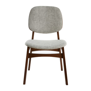 Chaises vintage en tissu gris clair et bois foncé (lot de 2) SOQUETTE
