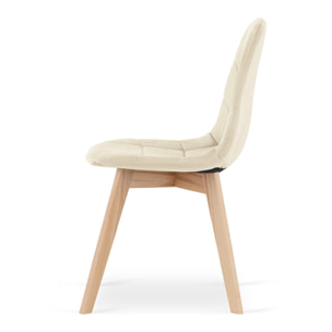 Sedia da pranzo Bora in velluto beige con gambe in faggio