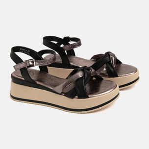 Zeppa con fasce incrociate cromate - ARGENTO