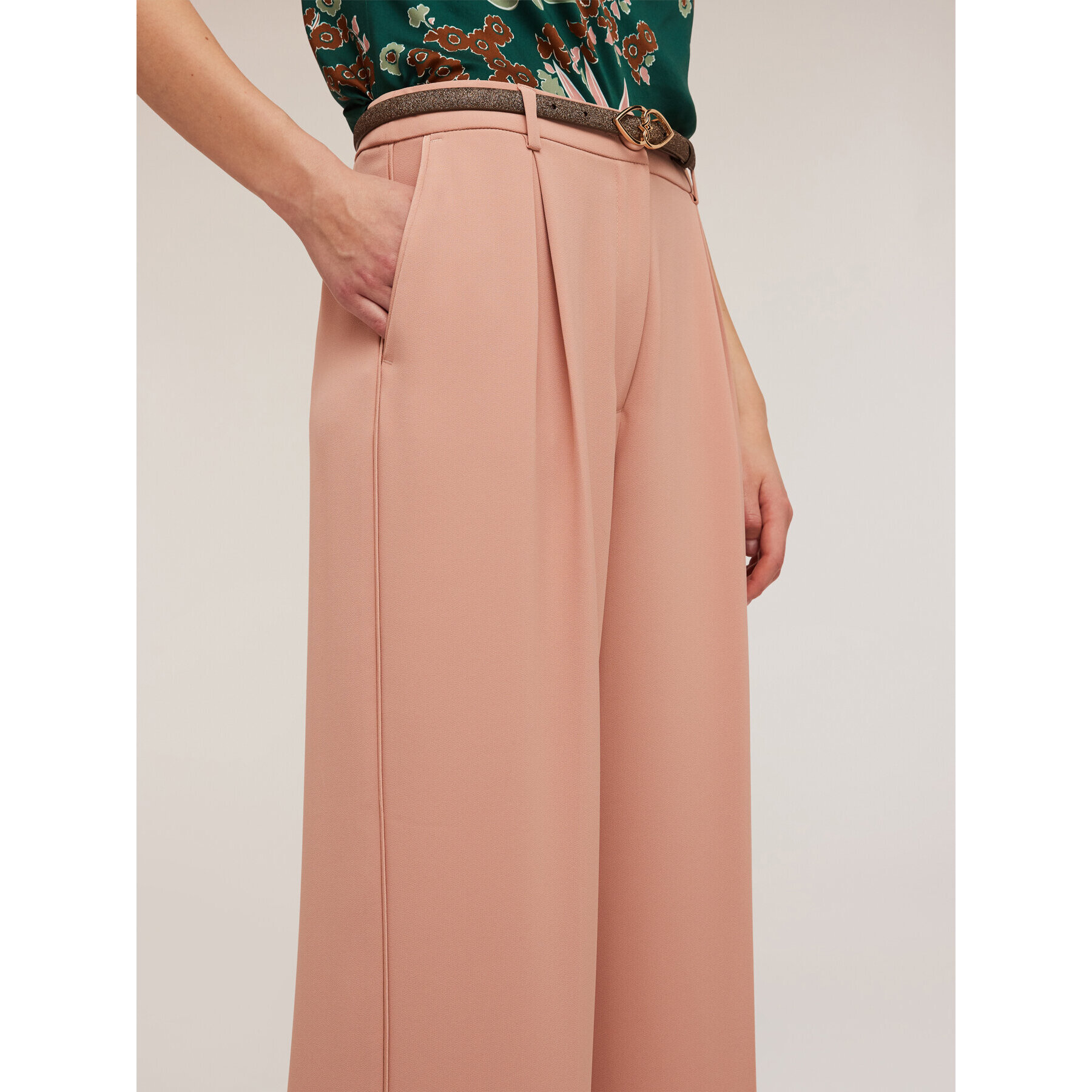 Motivi - Satin-Palazzohose mit seitlichem Piping - Rosa