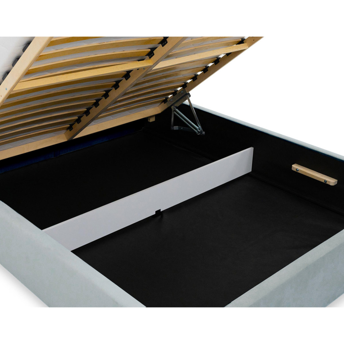 John - lit coffre - 160x200 cm - en velours - sommier inclus - Gris clair