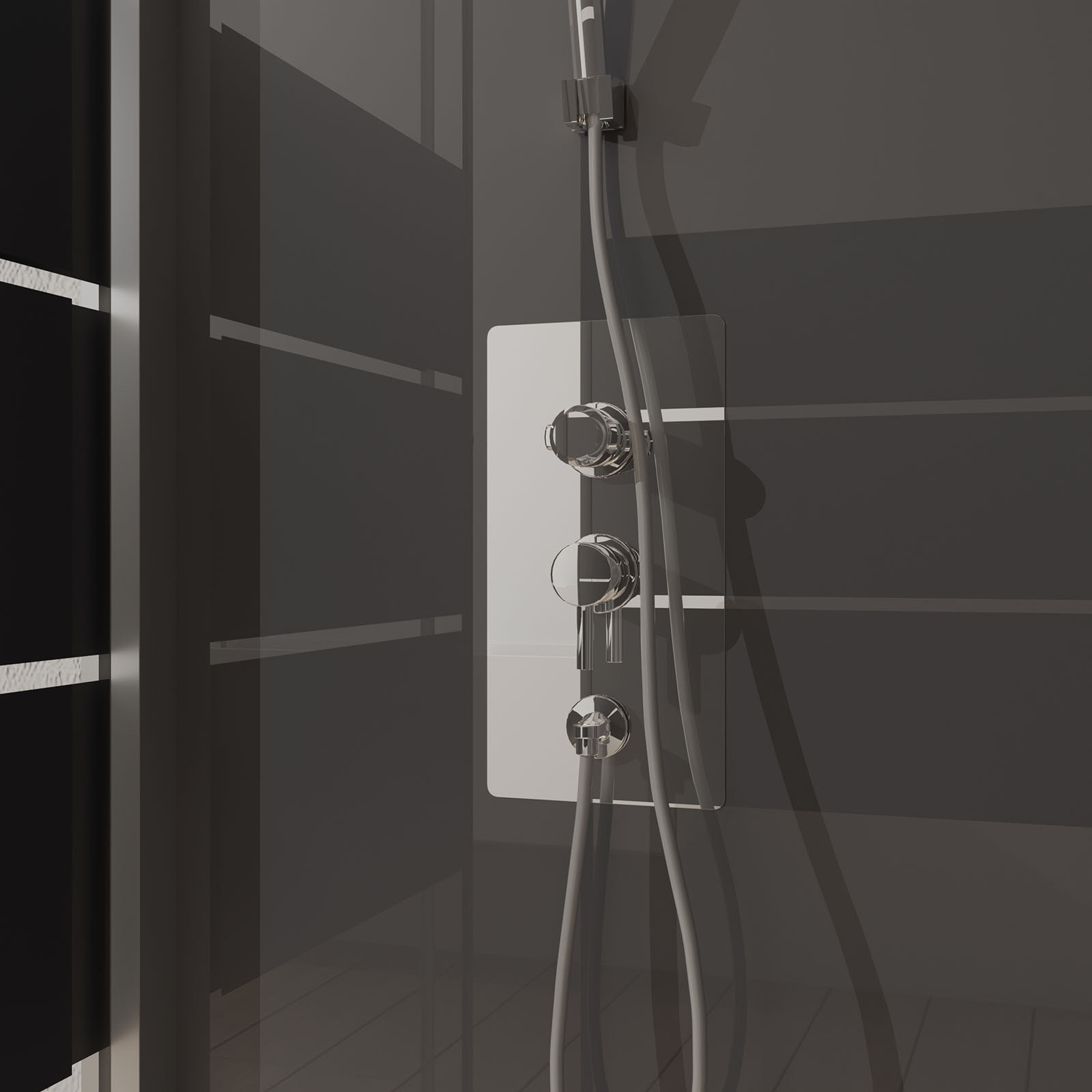 Cabine de douche rectangle 110x80x215cm - SILVERY STRIPE RECTANGLE