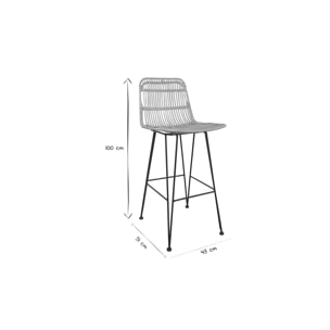 Tabourets de bar en rotin (lot de 2) MALACCA