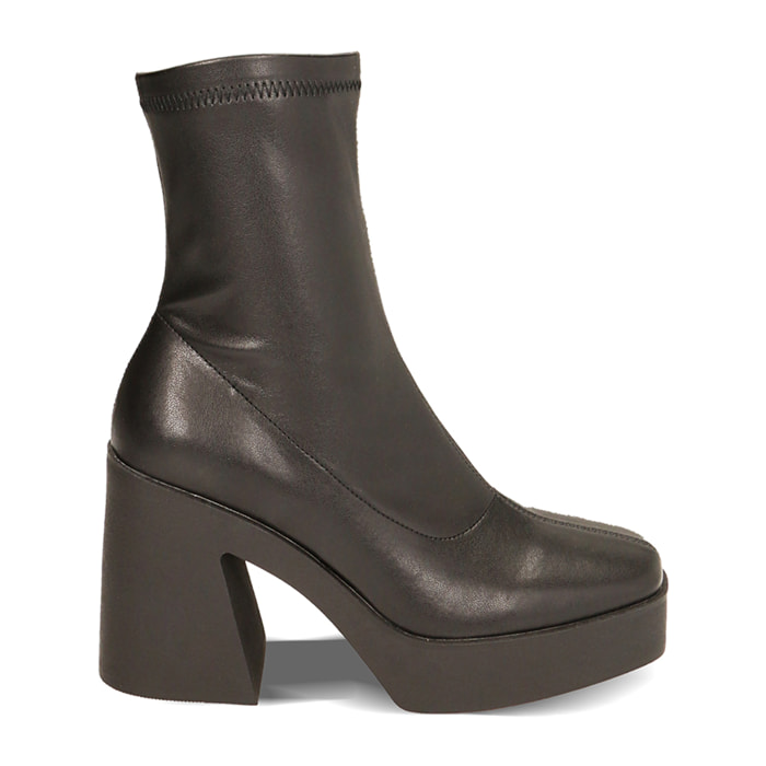 Ankle boots platform neri, tacco 10 cm