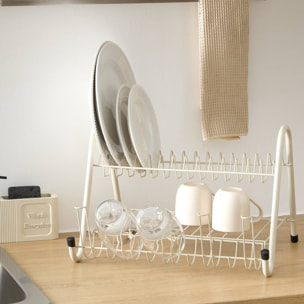 Égouttoir 2 niveaux Essentiels forme vague beige