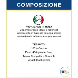 Coprimaterasso in cotone angoli elasticizzati altezza 30cm traspirante lavabile