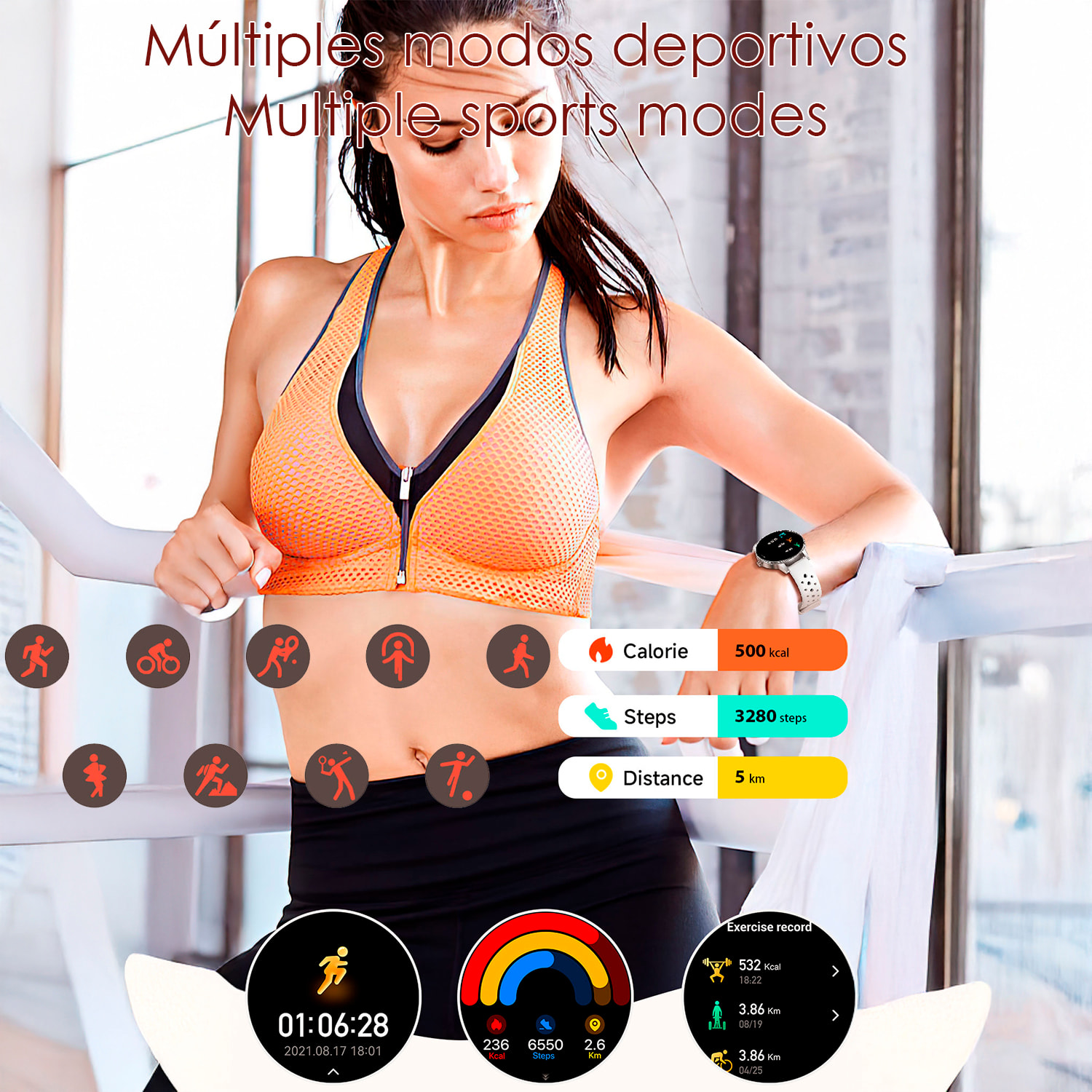 Smartwatch QS80 con llamadas BT, notificaciones push. Monitor deportivo y de salud.