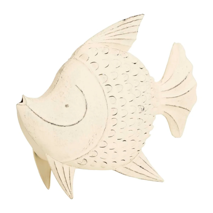 Figura Pez Metal Blanco 49x15x42 Cm