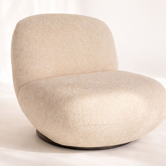 Fauteuil pivotant en velour crème  MARLO