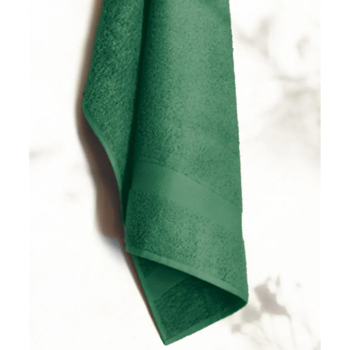 Set 3 asciugamano spugna cotone 100% Made in Italy. Ospite + Salvietta + Telo. Colore VERDE FRONDA