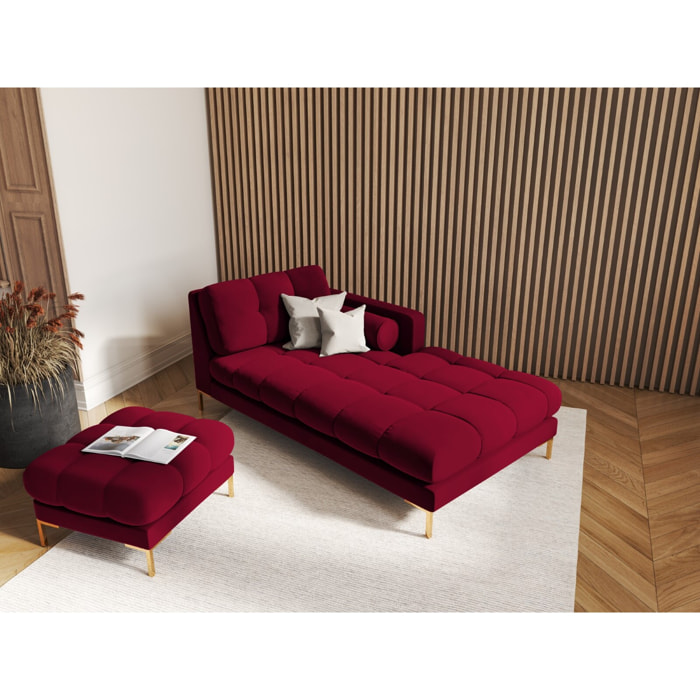 Méridienne droite "Bali" en velours rouge