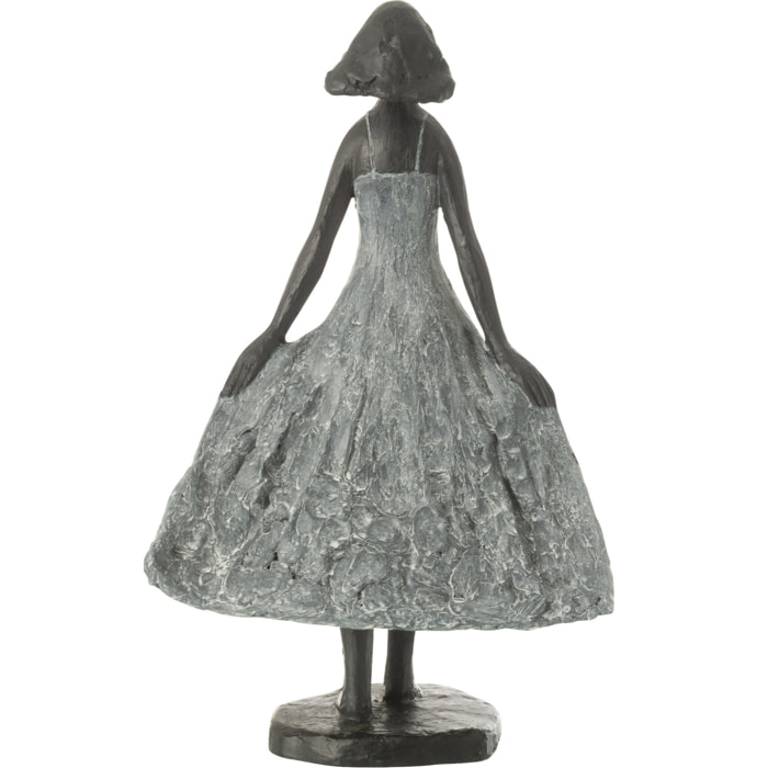 J-Line décoration Fille Regardant Ciel - polyrésine - noir/gris - small
