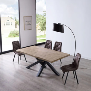 Mesa de comedor fija con patas metálicas en negro y roble honey 180x100 cm Xena Roble Honey - Negro