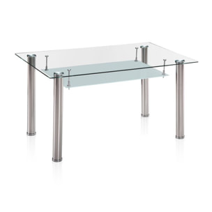 Mesa de comedor Tyra Cristal - Cromo