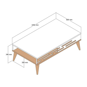 Tavolino da salotto Dpiacent, Tavolo basso da caffè, Portariviste per divano, Ripiano da soggiorno, 105x35h60 cm, Noce e Antracite