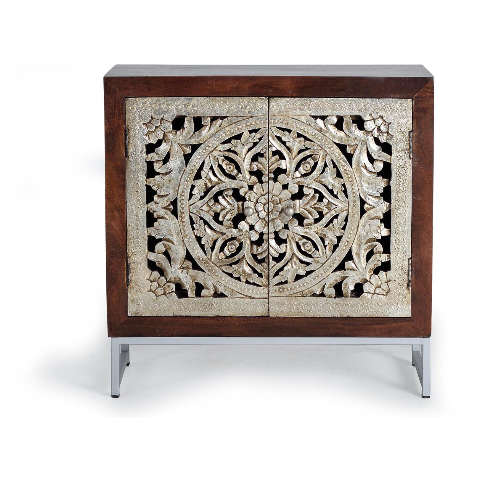 Mueble auxiliar - madera de mango y metal - 80x80x35cm
