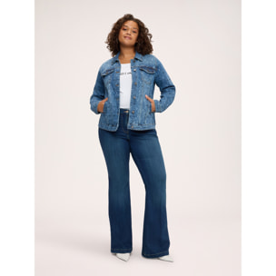 Fiorella Rubino - Chaqueta de denim con estampado y corazones - Azul
