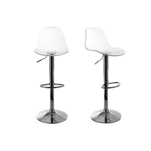 Tabourets de bar design réglables transparents (lot de 2) GALILEO