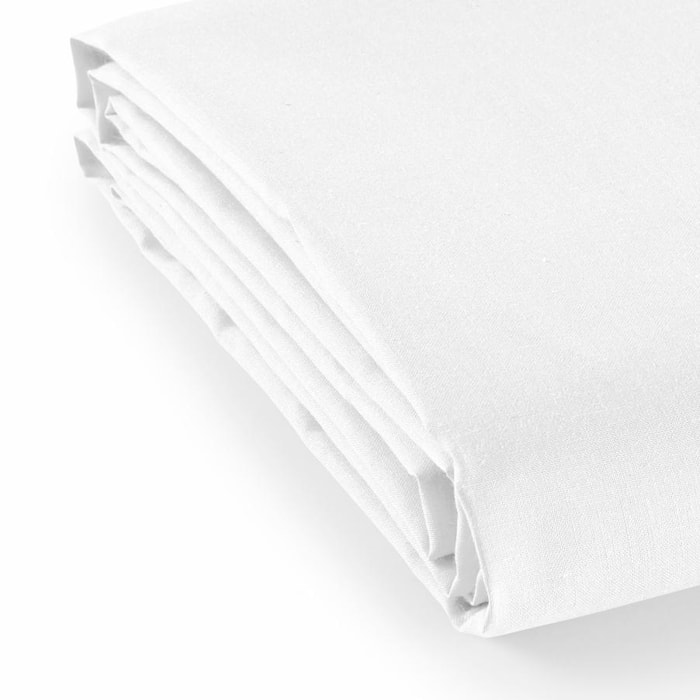 Drap plat 100% Coton / 57 fils/cm² - Blanc