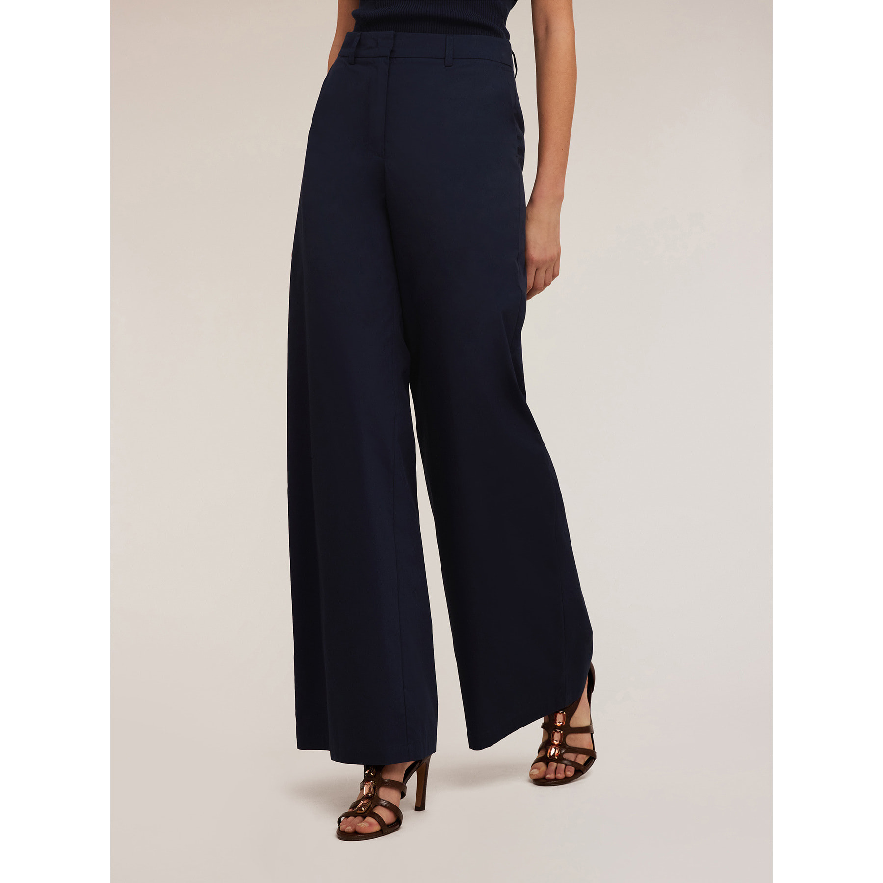 Motivi - Pantalón palazzo de algodón - Azul