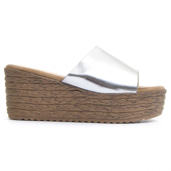 Sandalias de Cuña - Plateado - Altura: 8 cm