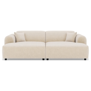 Aumance - canapé droit 4 places avec double méridienne assise profonde en velours texturé - Beige