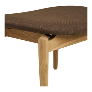 Olvera - Poggiapiedi in poliestere naturale/marrone con gambe in rovere FSC® 53,5x43x38 cm