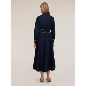 Motivi - Vestido camisero de popelina con perfiles - Azul