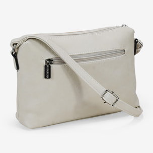 Bolso bandolera beige con doble cremallera