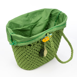 Zeccone bolso de hombro mujer. Fabricado en algodón, con borla decorativa.