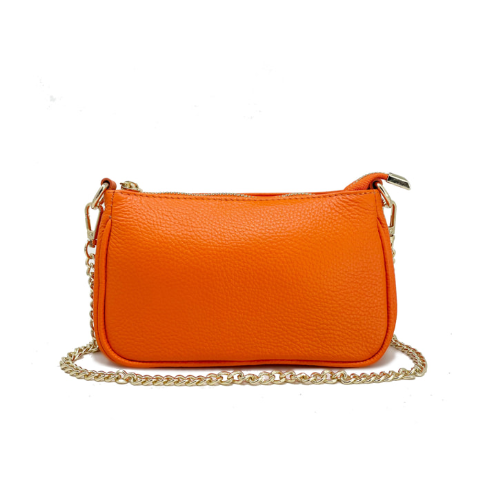 Chicca Borse - Tracollina Clutch Donna in Vera Pelle - Colore Arancione