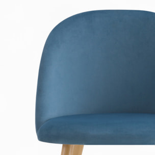 Pack 4 chaises Cosy en velours bleu foncé et bleu