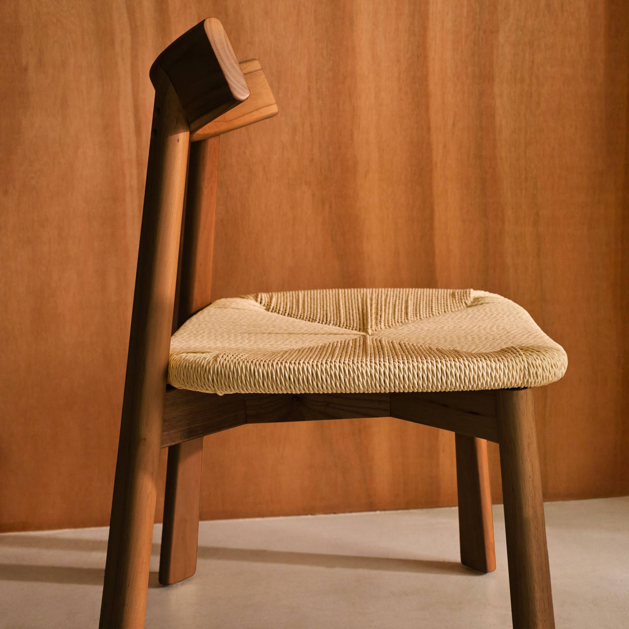 Chaise scandinave bois d'hévéa assise en corde (lot de 2)  TILDA