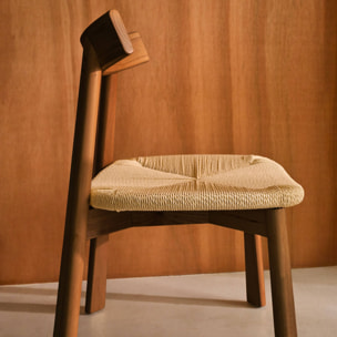 Chaise scandinave bois d'hévéa assise en corde (lot de 2)  TILDA