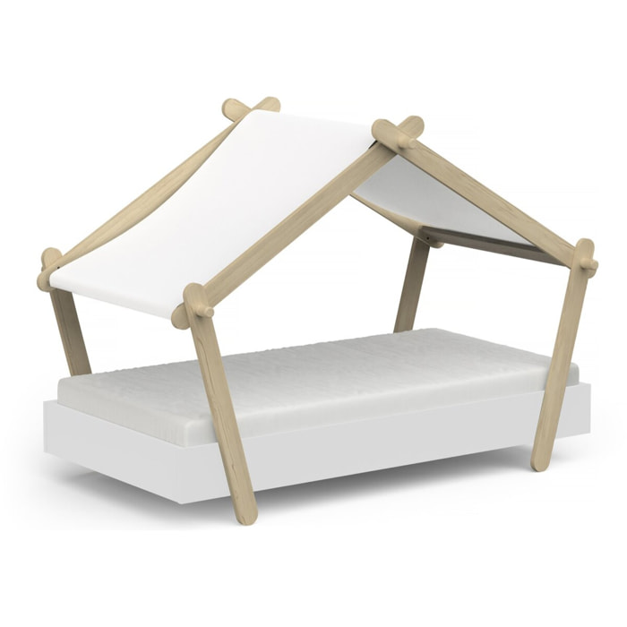 Lit cabane surélevé enfant " Lodge " - 70 x 140 cm - Blanc mat