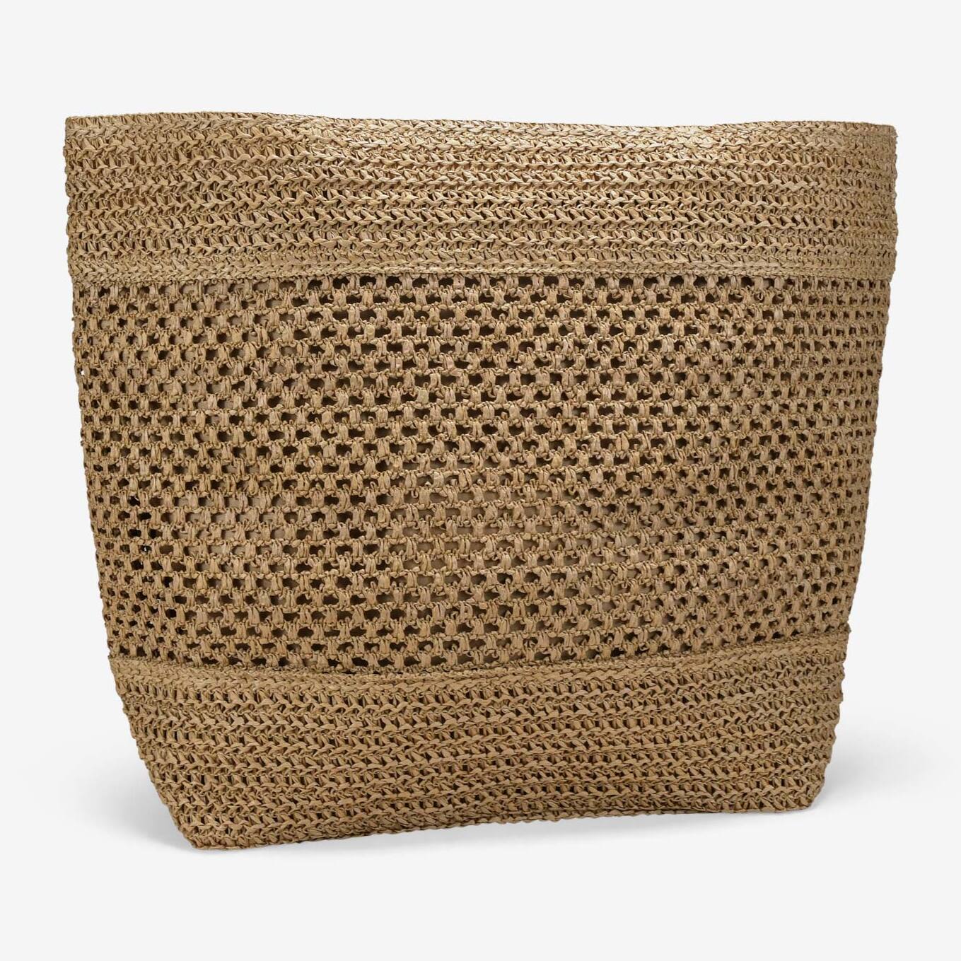 Bolso de hombro marrón claro en rafia con malla