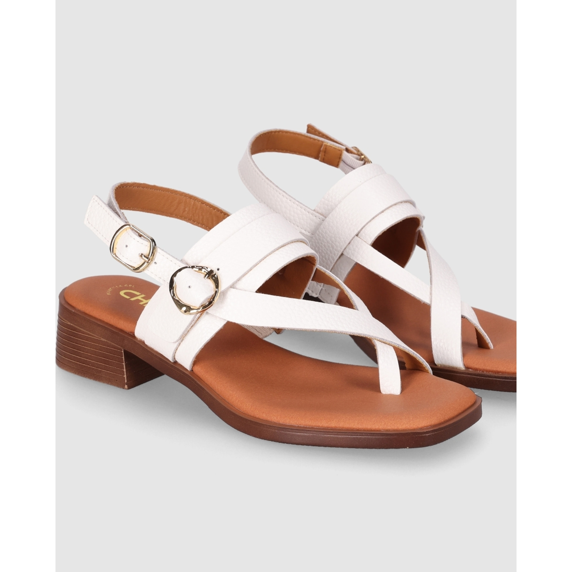 Sandalias de Serraje - Blanco - Tacón: 4 cm