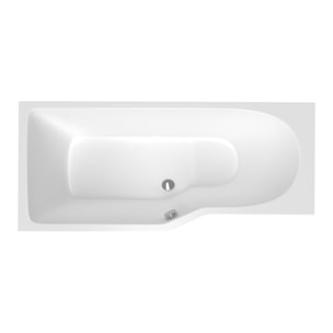 160x80 cm Beata Plus baignoire bain douche asymétrique acrylique positionnement gauche, sans pieds, blanc (BE1600LPLUS)