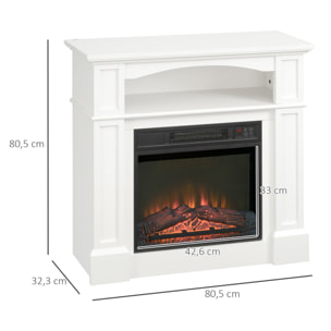 Cheminée électrique XL style classique chic 1800W  effet flammes LED réglable télécommande blanc