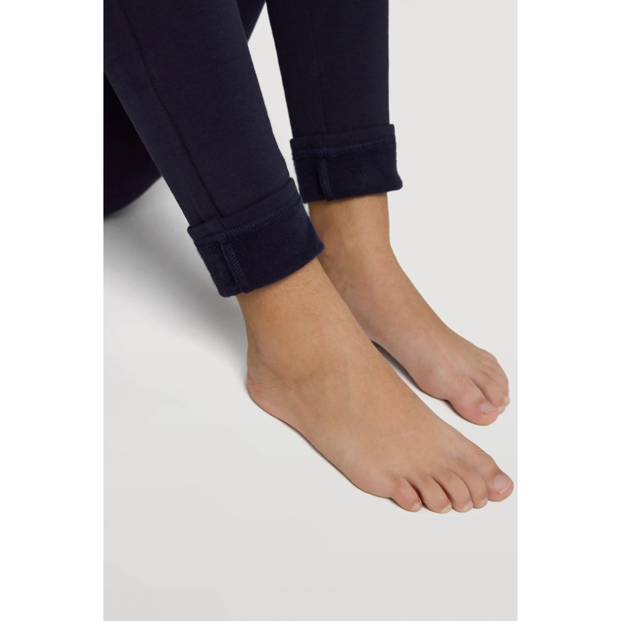 Leggings caldi per bambine in cotone blu navy naturale