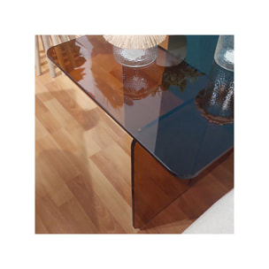 Table basse carrée en verre trempé fumé orangé - BENT